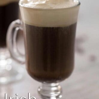 A pinterest graphic of an Irish coffee