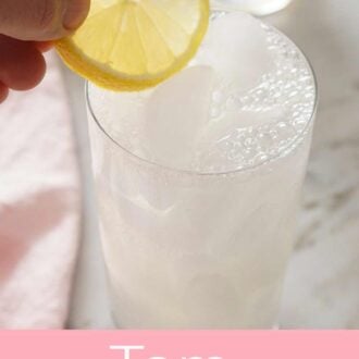 A Pinterest graphic of a Tom Collins cocktail