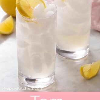 A Pinterest graphic of a Tom Collins cocktail