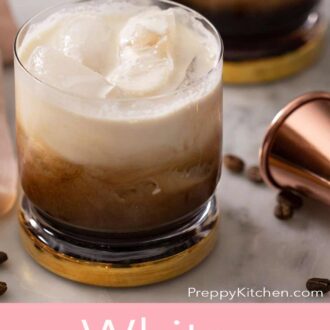 A pinterest graphic of a White Russian cocktail