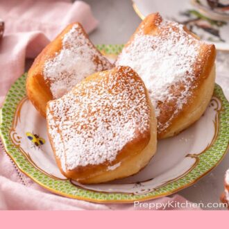A pinterest graphic of Beignets