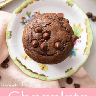A pinterest graphic of chocolate muffins