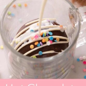 A pinterest graphic of hot chocolate bombs