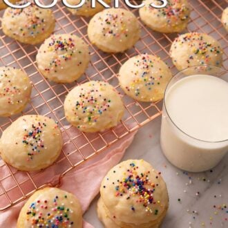 A pinterest graphic of ricotta cookies