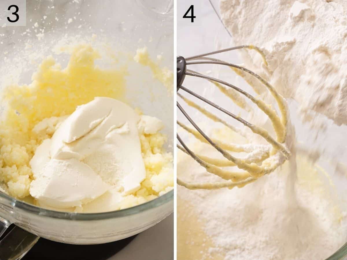 Adding ricotta and flour to the cookie dough