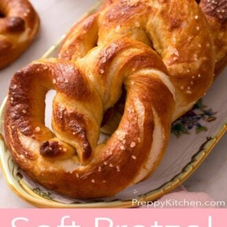 A pinterest graphic of soft pretzels