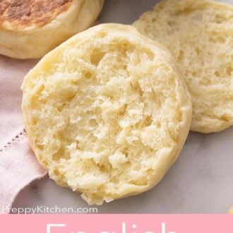 A pinterest graphic of English Muffins