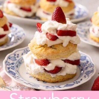Pinterest graphic of multiple strawberry shortcakes.