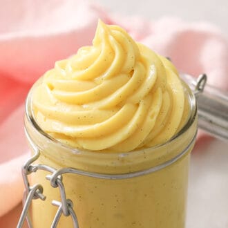 Pastry cream in a glass jar