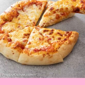 Pinterest graphic of a slice of cheese pizza lifted from the rest.