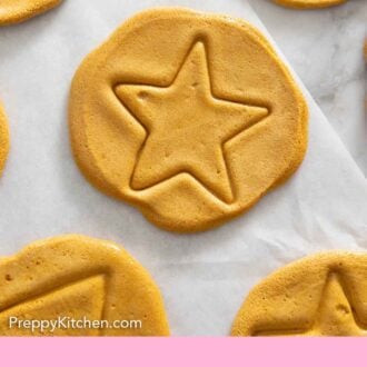 Pinterest graphic of a dalgona candy with a star in the middle.
