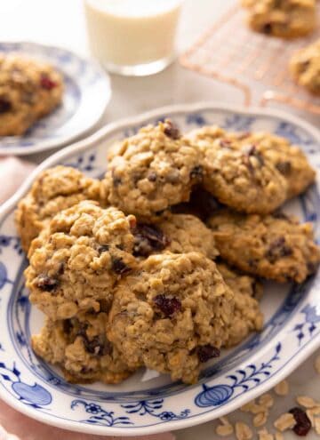 A platter of oatmeal cranberry cookies.