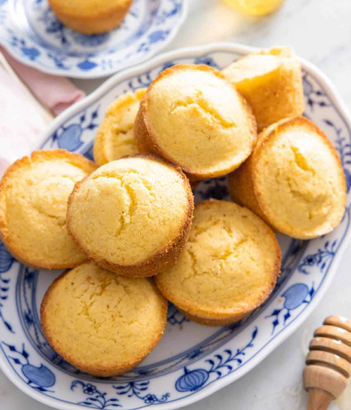 A platter of cornbread muffins.