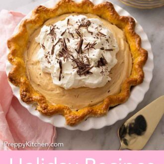Pinterest graphic of a peanut butter bliss pie.