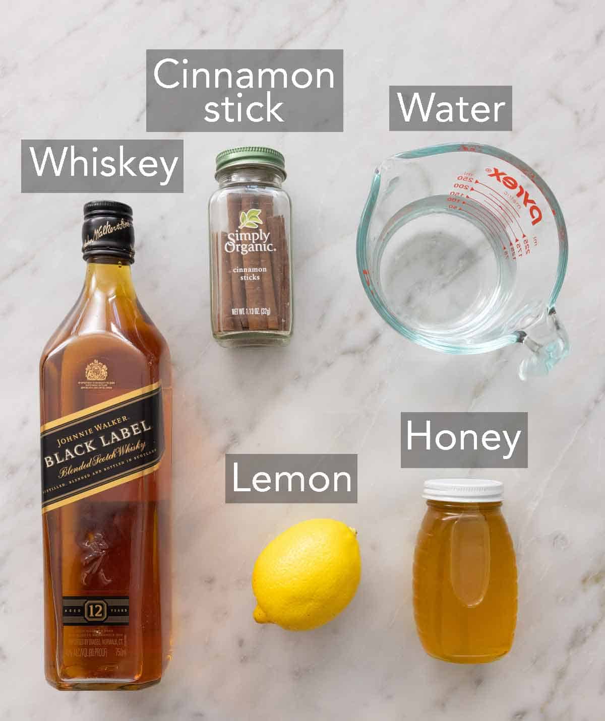 Ingredients to make a hot toddy.