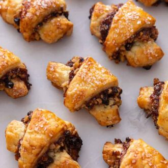 Multiple rugelach on a counter.