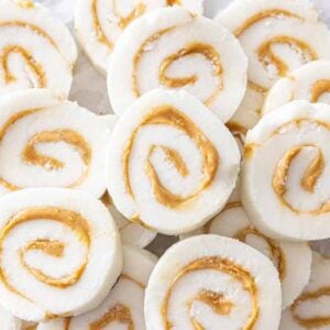 A pile of potato candy on parchment paper.