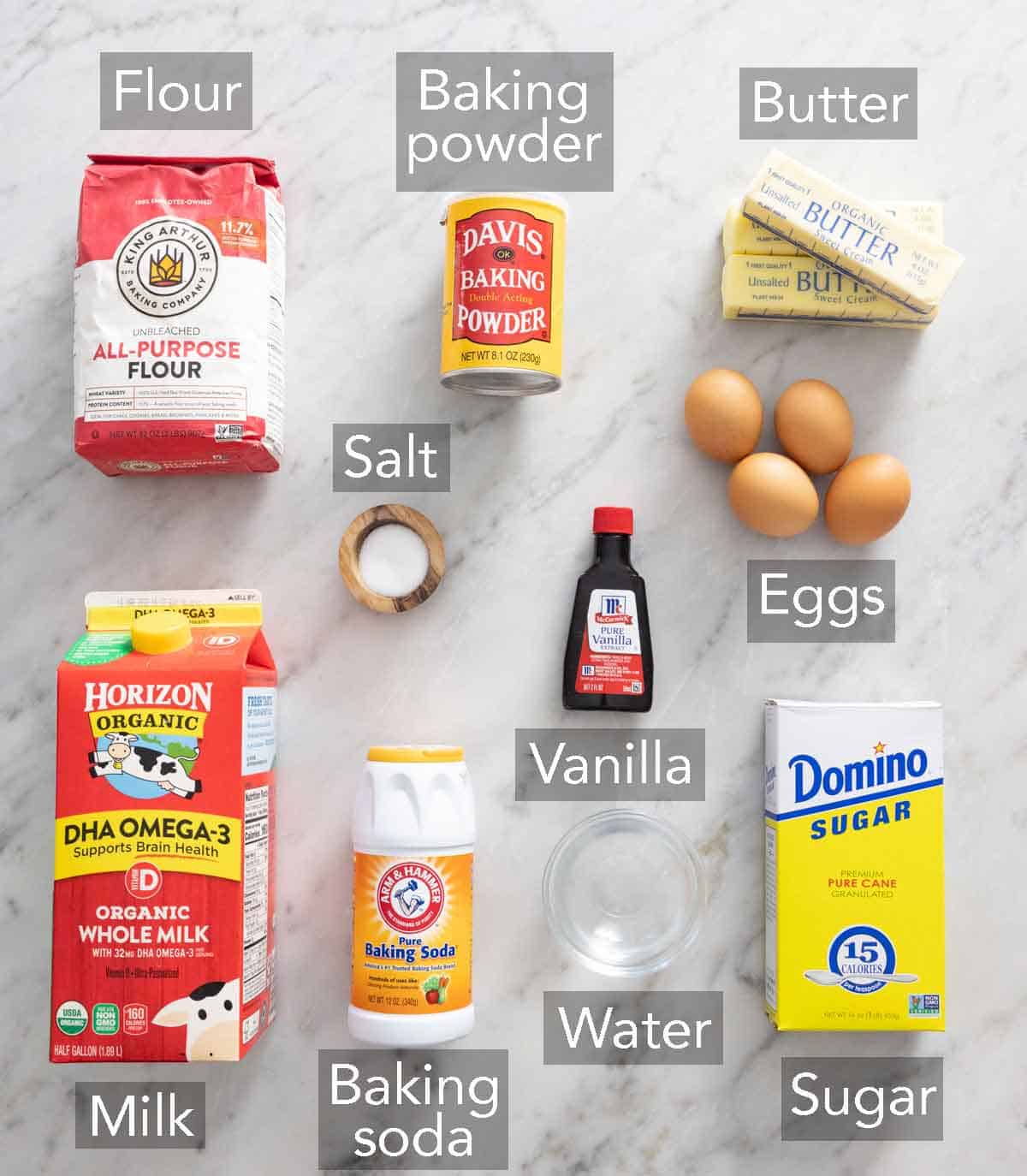 Ingredients needed to make butter cake.