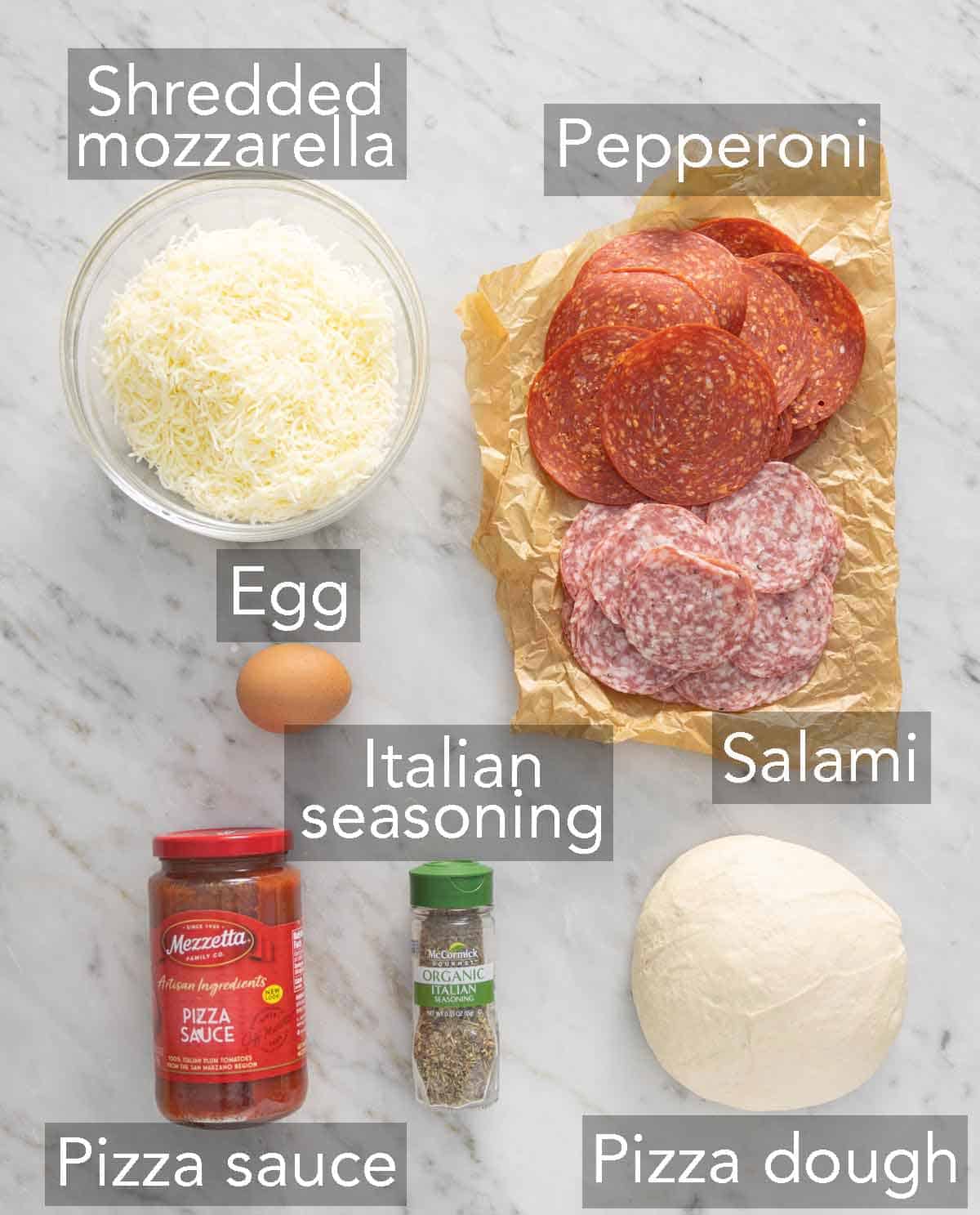 Ingredients for stromboli.
