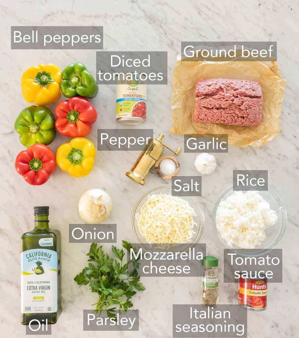 Ingredients needed to make stuffed peppers