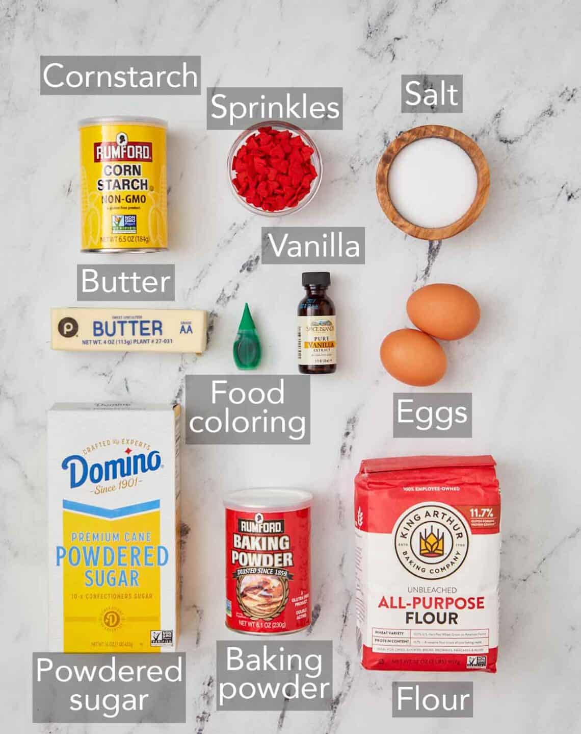 Ingredients needed to make Grinch cookies.