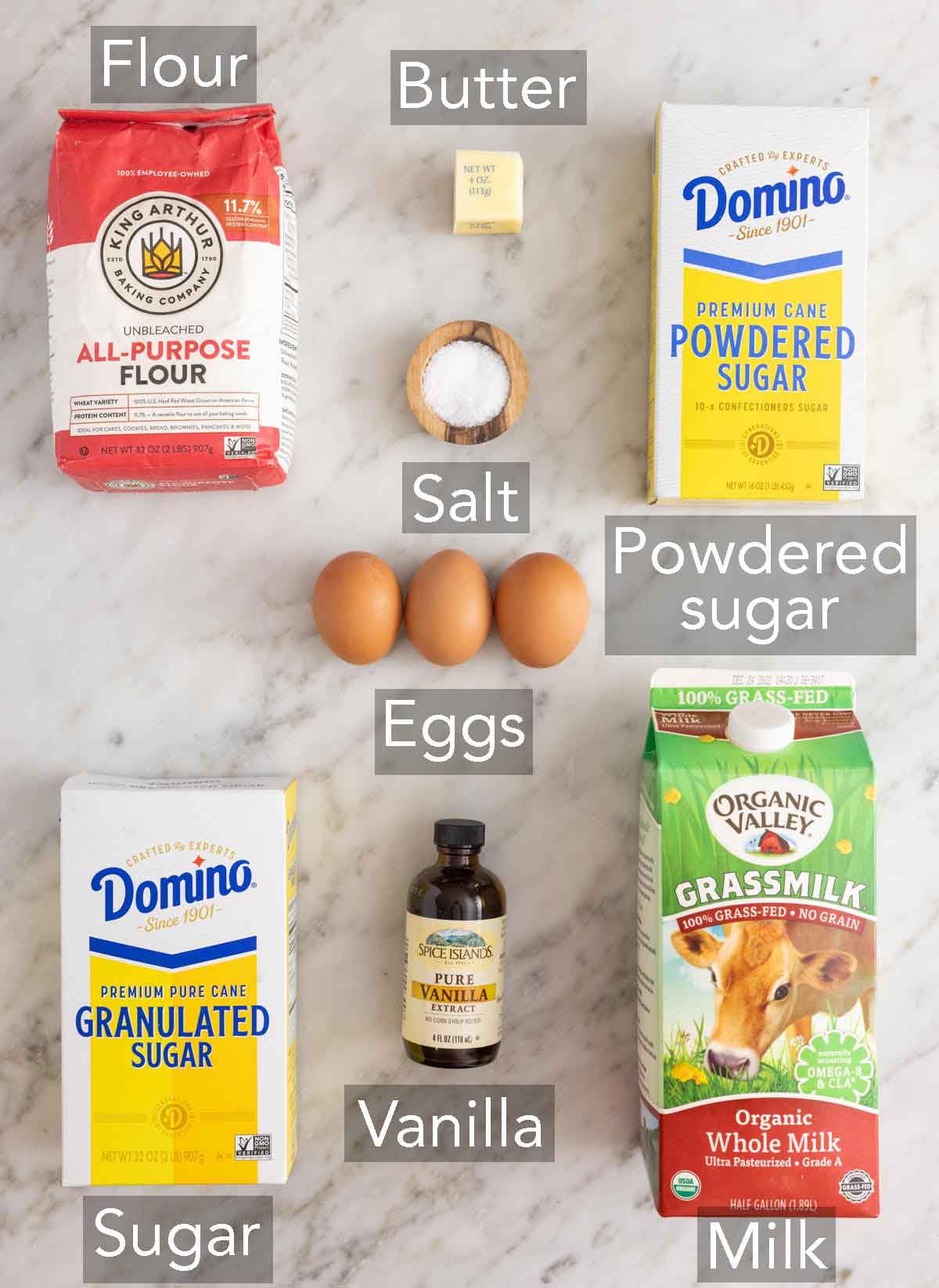 Ingredients needed to make a Dutch baby.