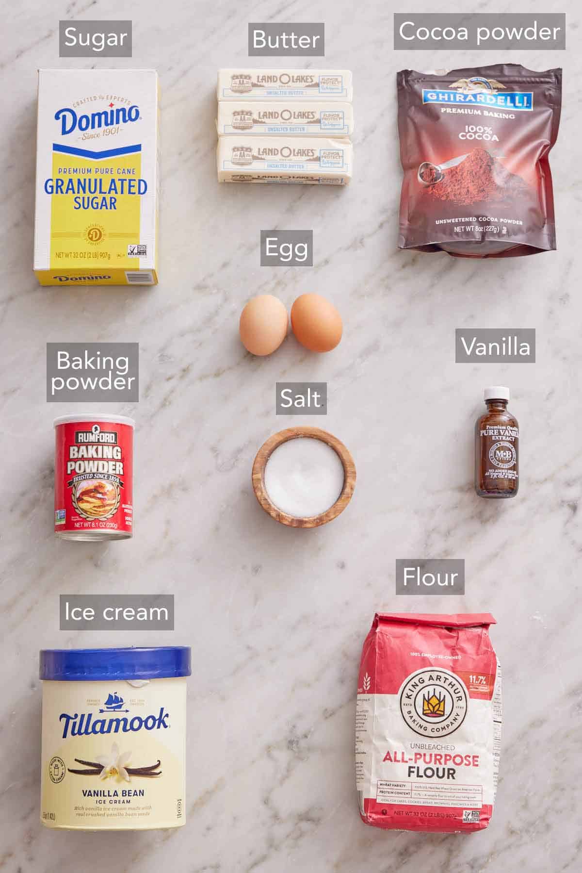 Ingredients needed to make ice cream sandwiches.