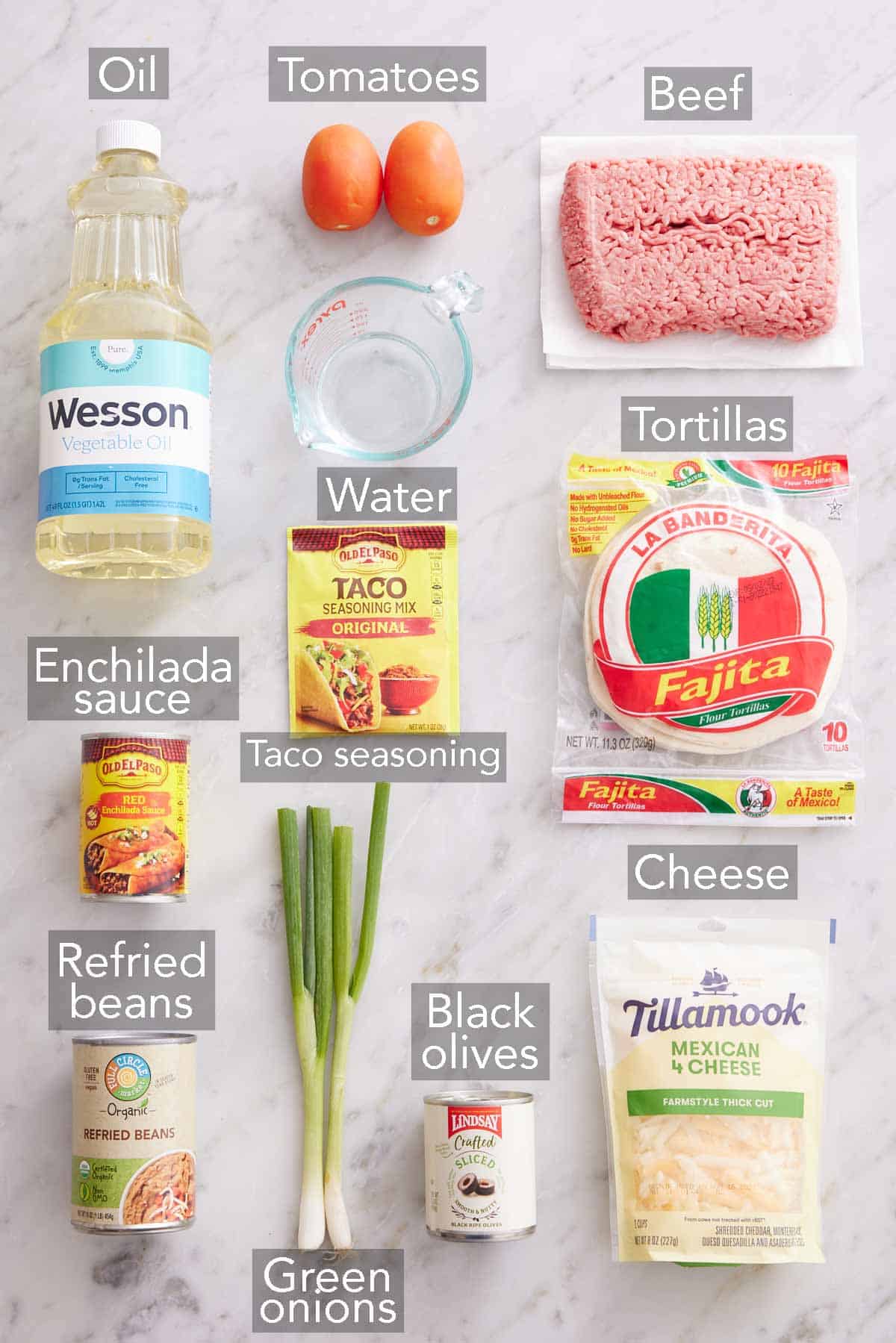 Ingredients needed to make Mexican pizza.