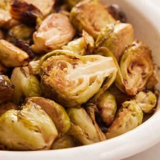 A platter of air fryer Brussels sprouts.