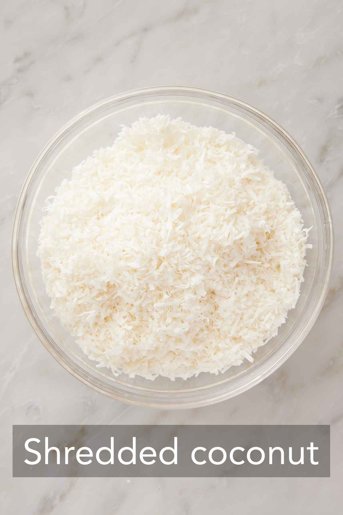 A bowl of shredded coconut.