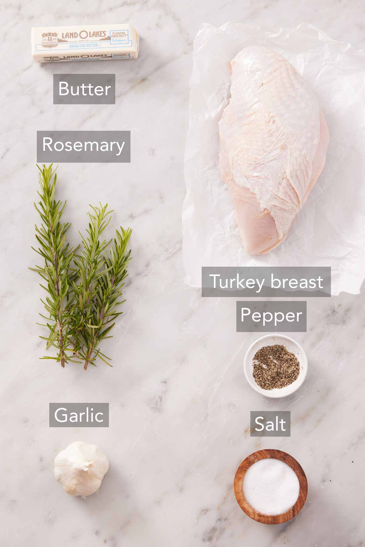 Ingredients needed to make air fryer turkey breast.