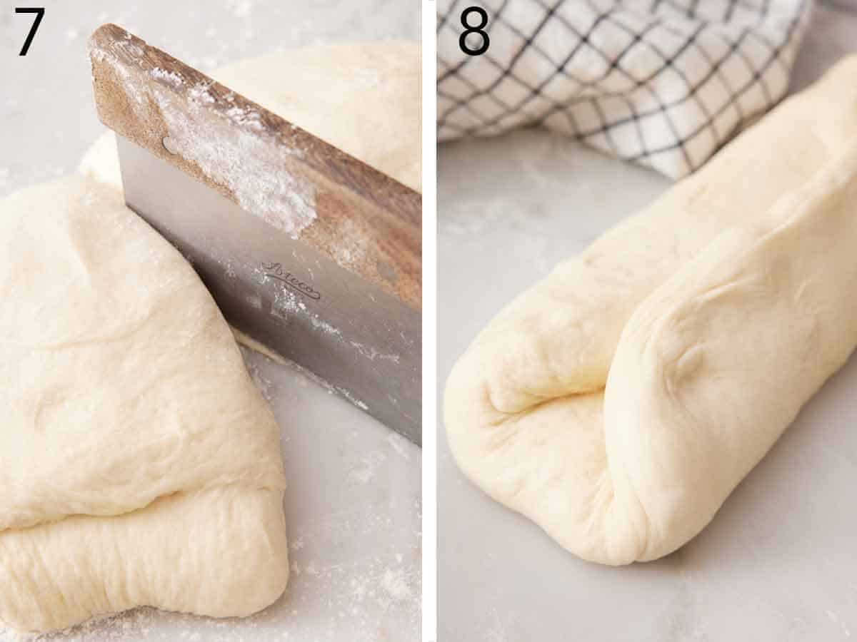 Set of two photos showing dough cute and shaped.