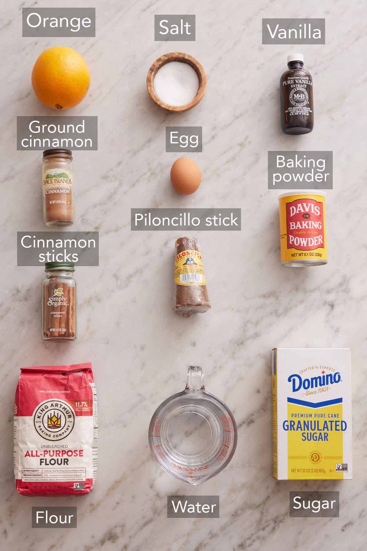 Ingredients needed to make bunuelos.