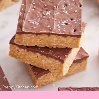 Pinterest graphic of a stack of three Special K bars with more surrounding it.