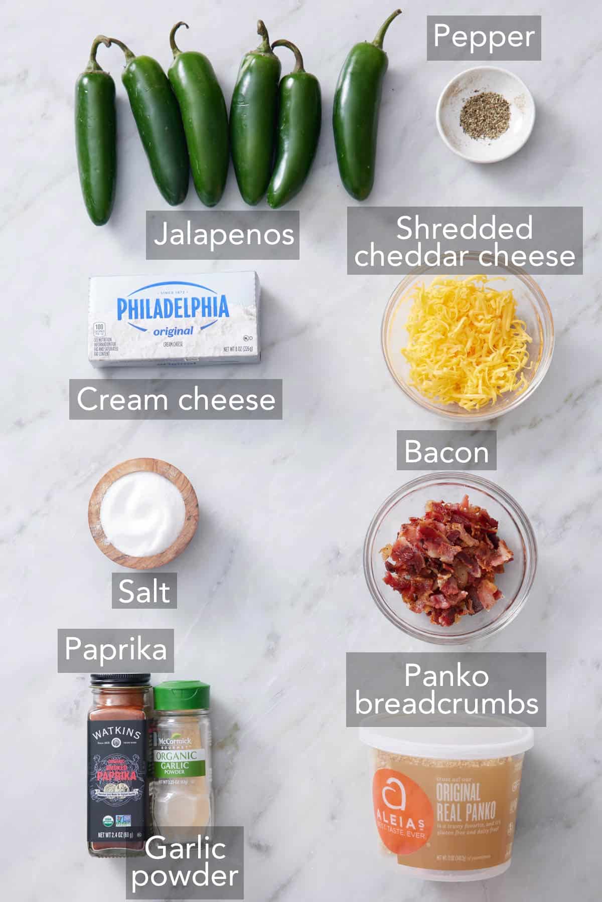 Ingredients needed for air fryer jalapeno poppers.