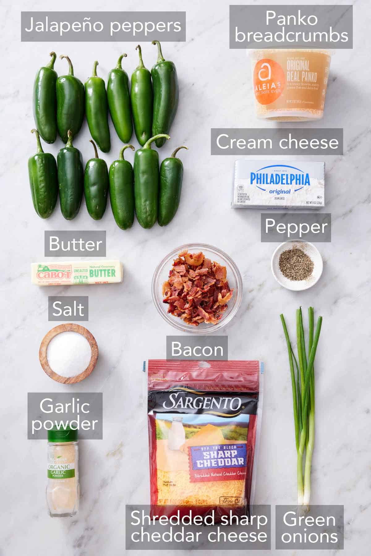 Ingredients needed to make jalapeno poppers.