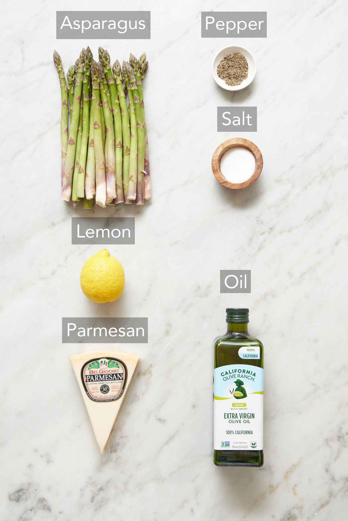 Ingredients needed to make air fryer asparagus.