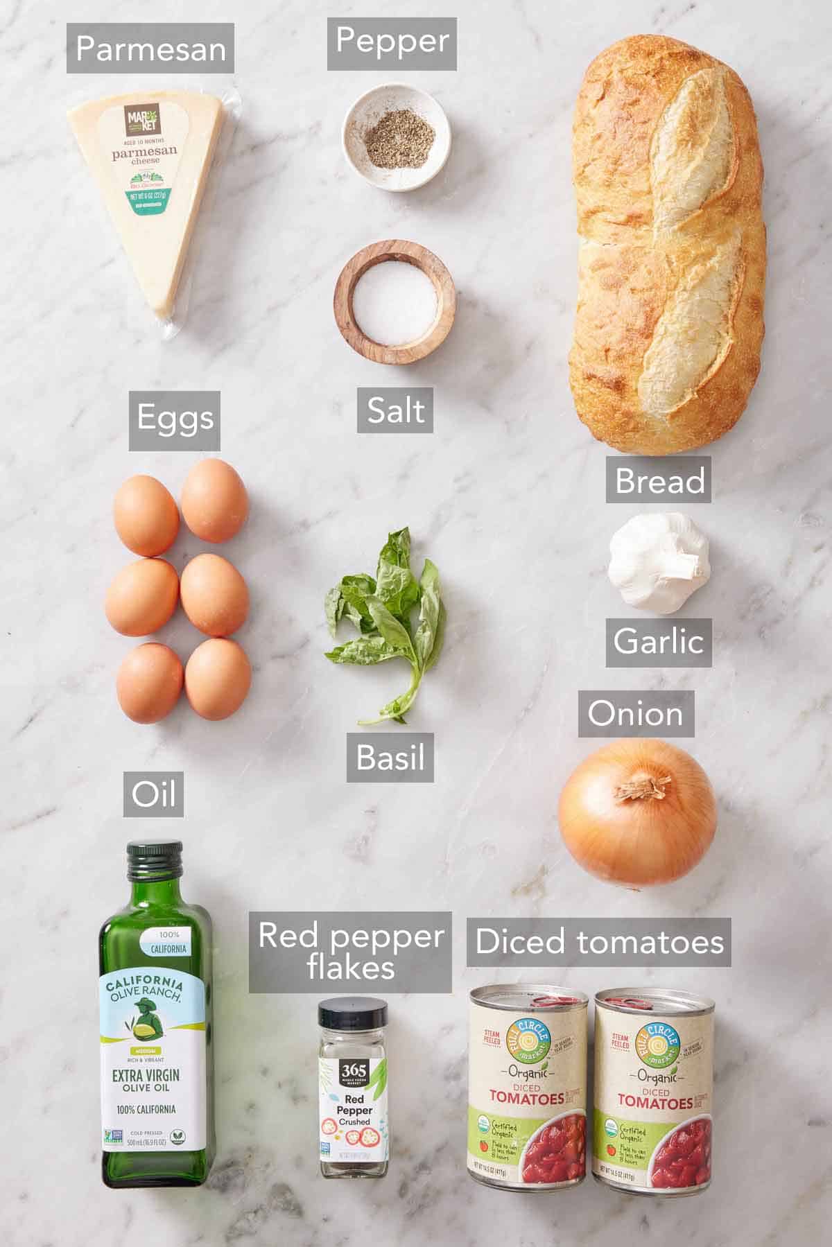 Ingredients needed to make eggs in purgatory.