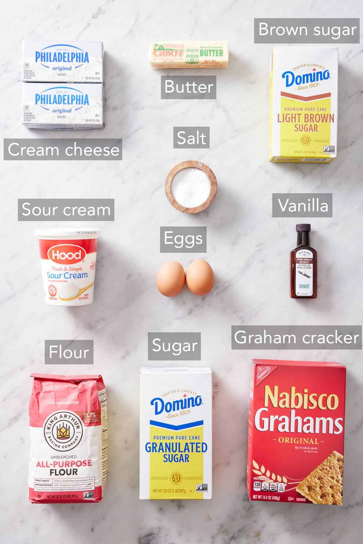 Ingredients needed to make Instant Pot cheesecake.