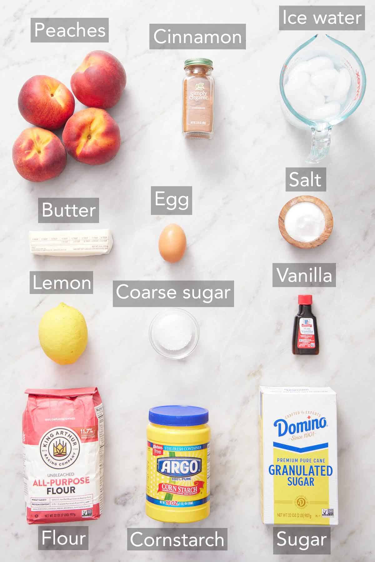 Ingredients to make peach galette.