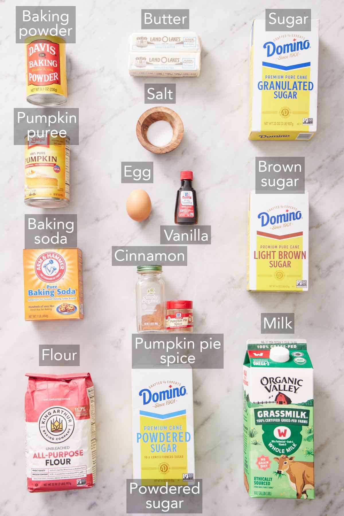 Ingredients needed to make pumpkin cookies.