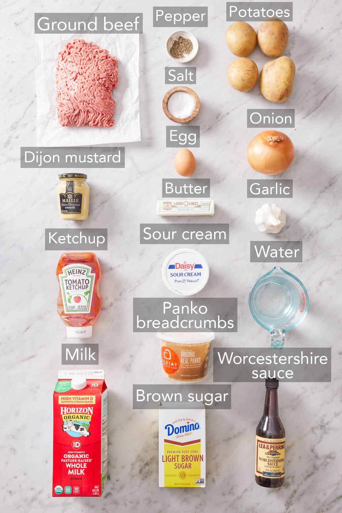 Ingredients needed to make Instant Pot meatloaf.