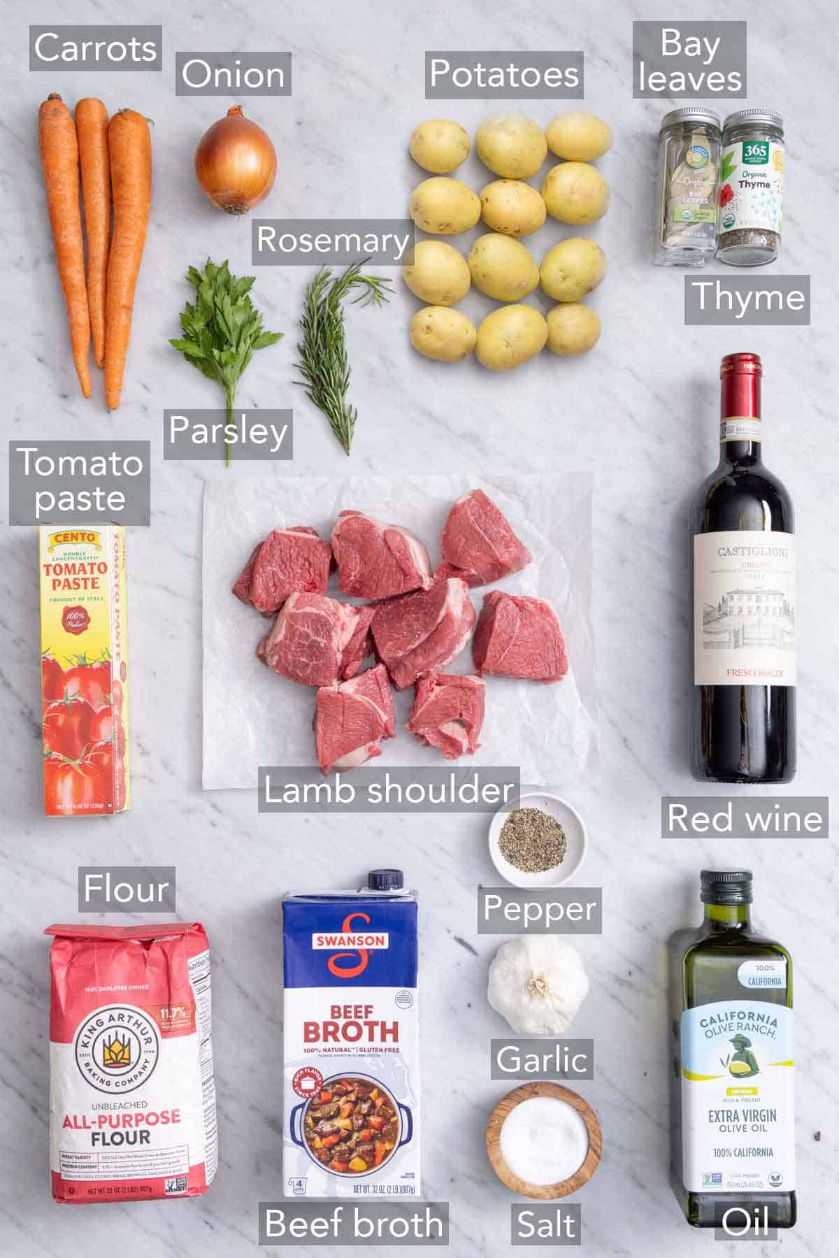 Ingredients needed lamb stew.