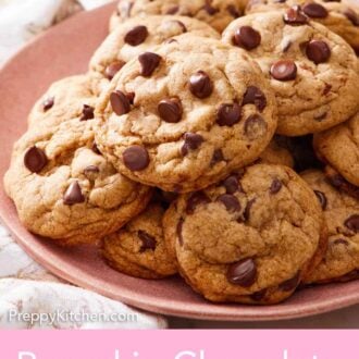 Pinterest graphic of a platter of pumpkin chocolate chip cookies.