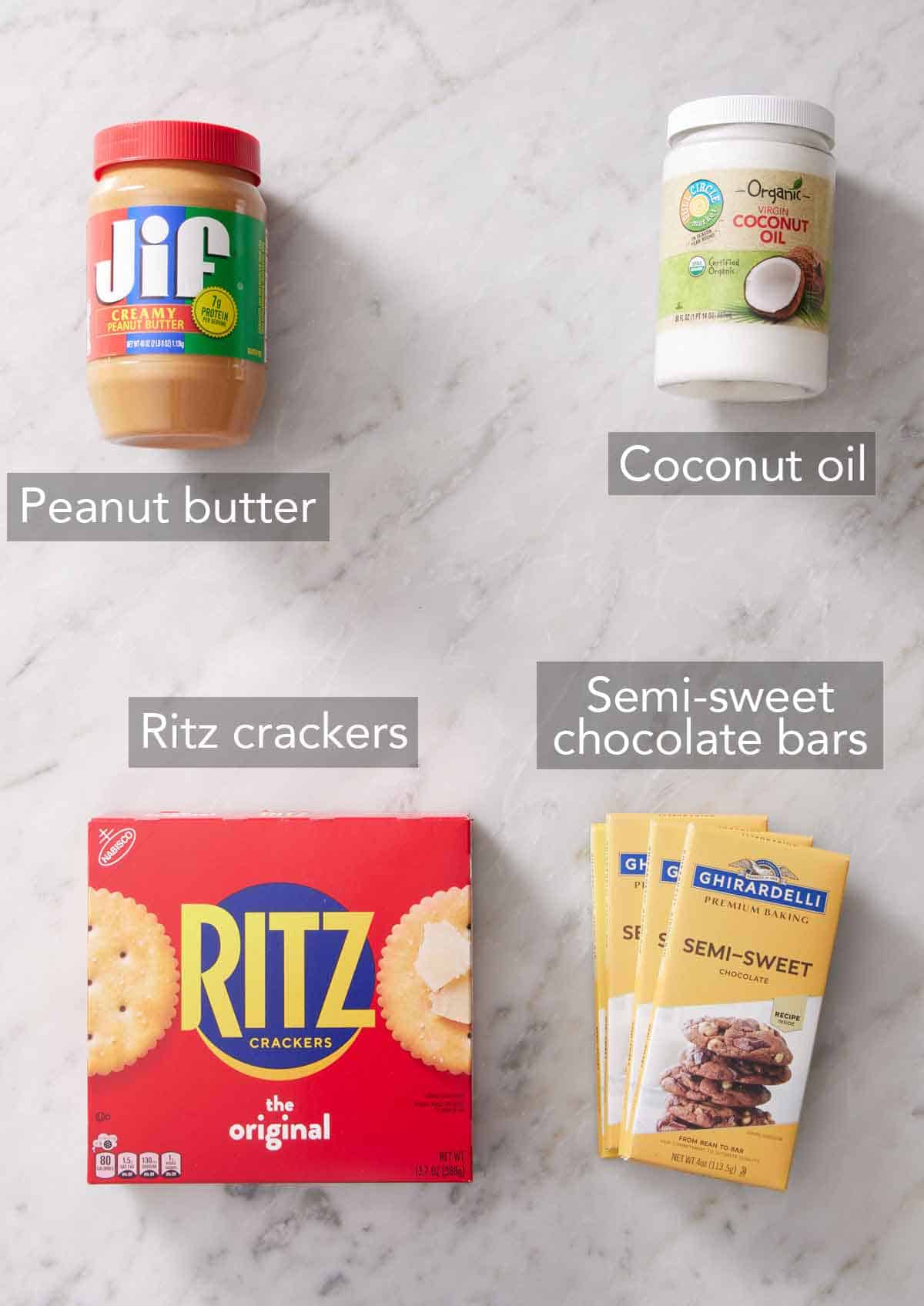 Ingredients needed to make Ritz cookies.