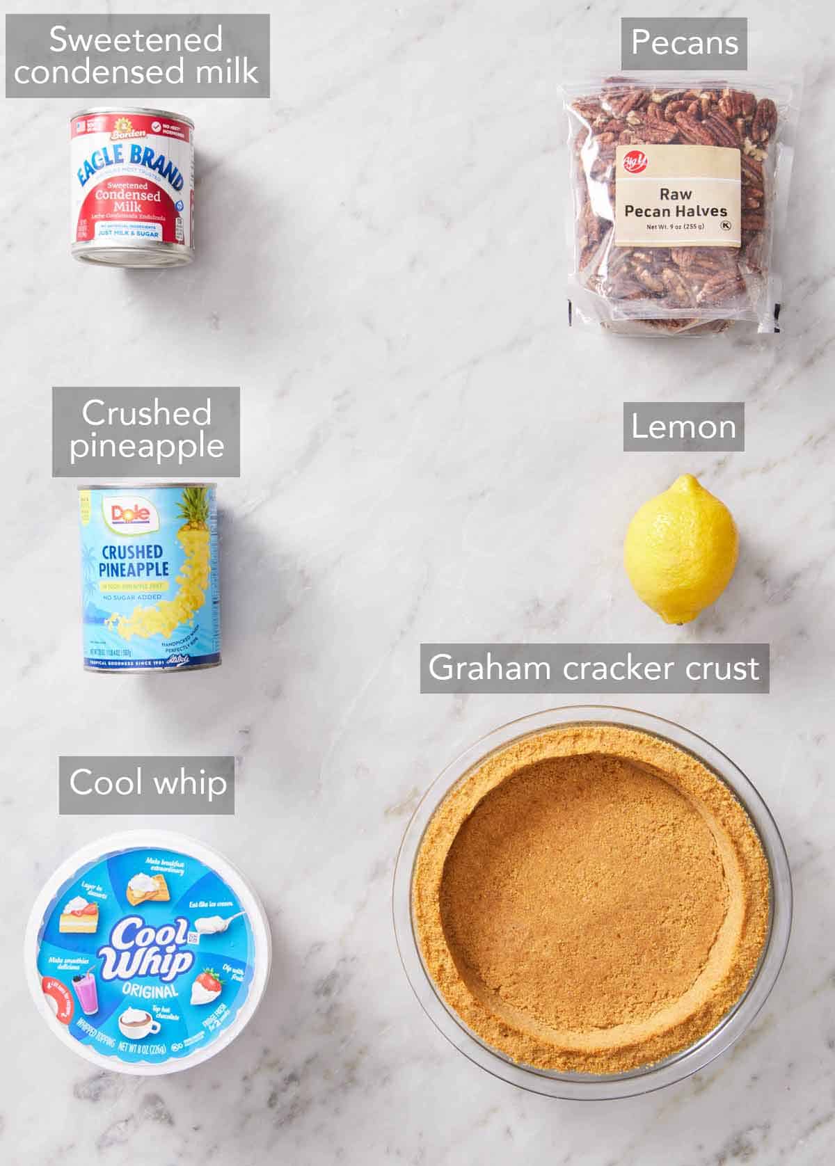 Ingredients needed to make Millionaire Pie.