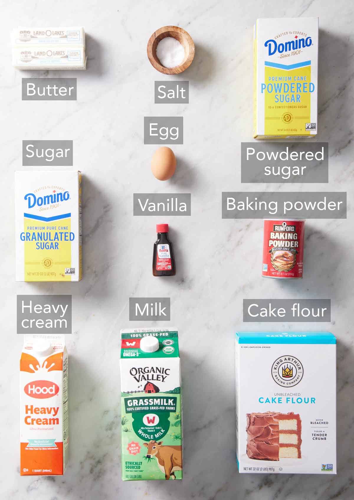 Ingredients needed to make mini cupcakes.