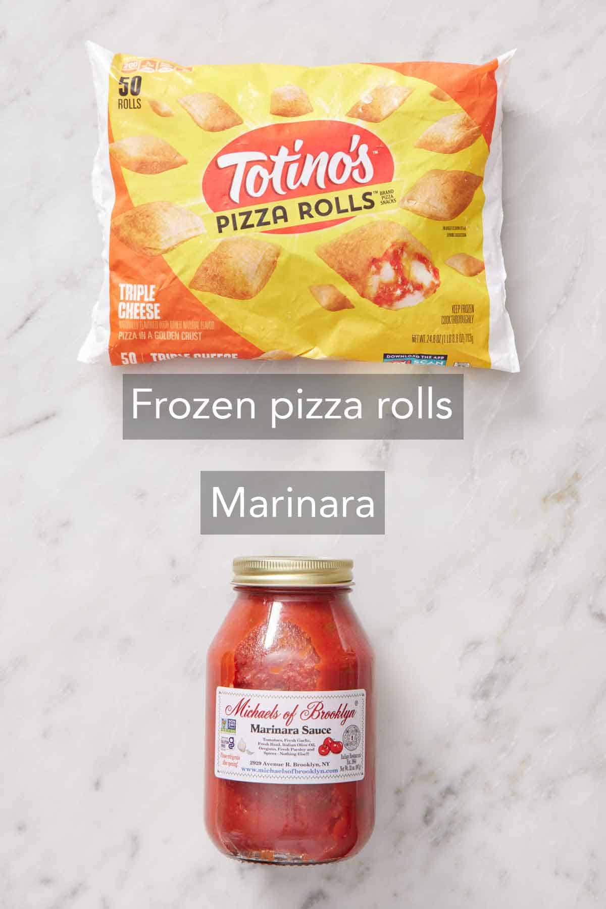 Ingredients needed to make air fryer pizza rolls.