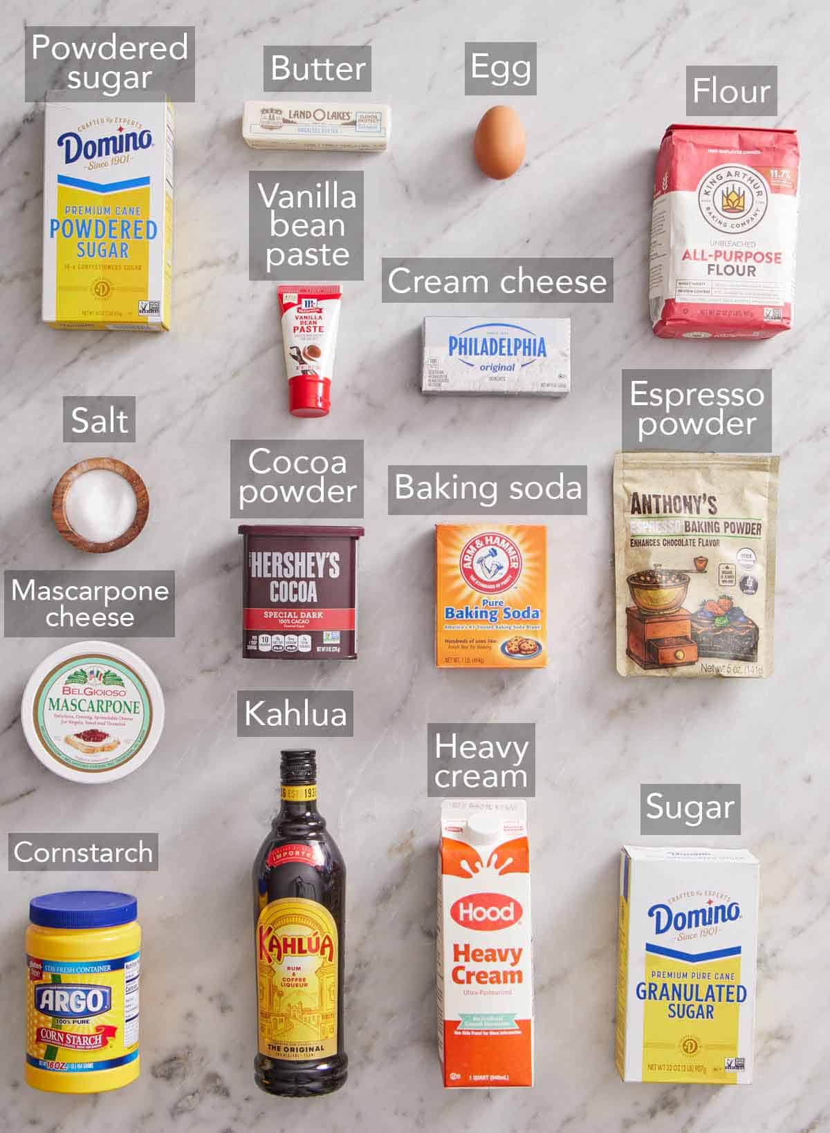 Ingredients needed to make tiramisu cookies.