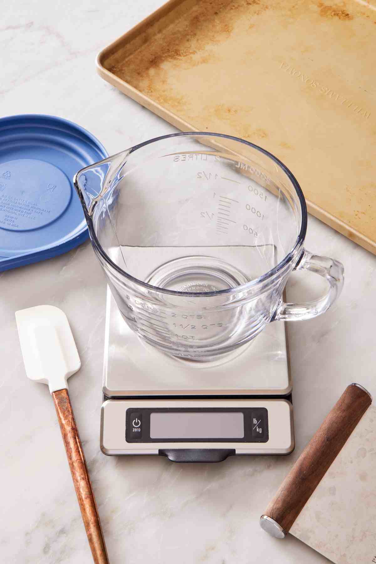 Equipment needed to make sourdough pizza crust.